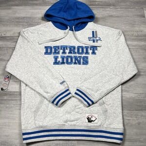 NWT‎ Mitchell & Ness Throwbacks NFL Detroit Lions Men's Hoodie Gray Size Small